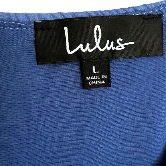 LULUS Postcard from Paris DustyBlue‎ Puff Sleeve Flare Short Mini Dress-Size L - Picture 5 of 6